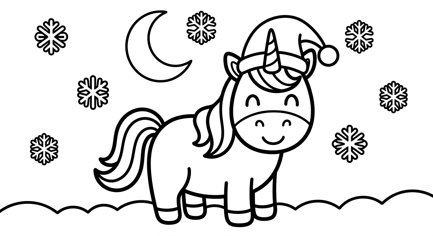 unicornio con gorro navidad
