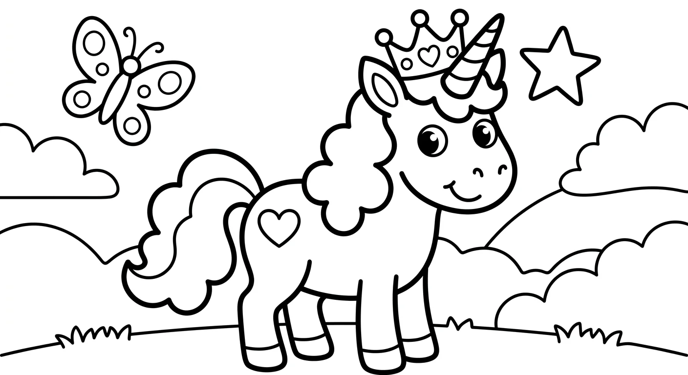 Princess Unicorn Coloring Pages for Kids Ages 2 to 5