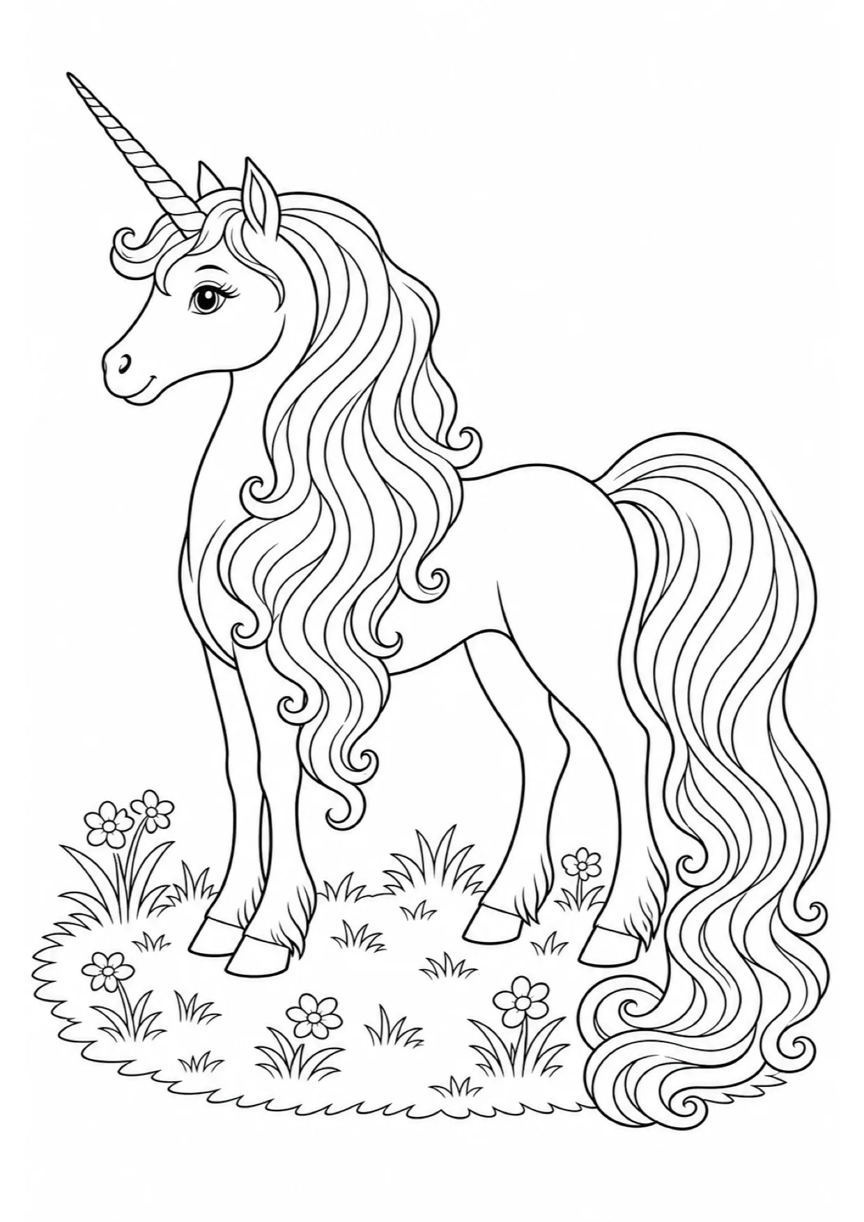 Dibujo de Unicornio Mágico para Colorear e Imprimir