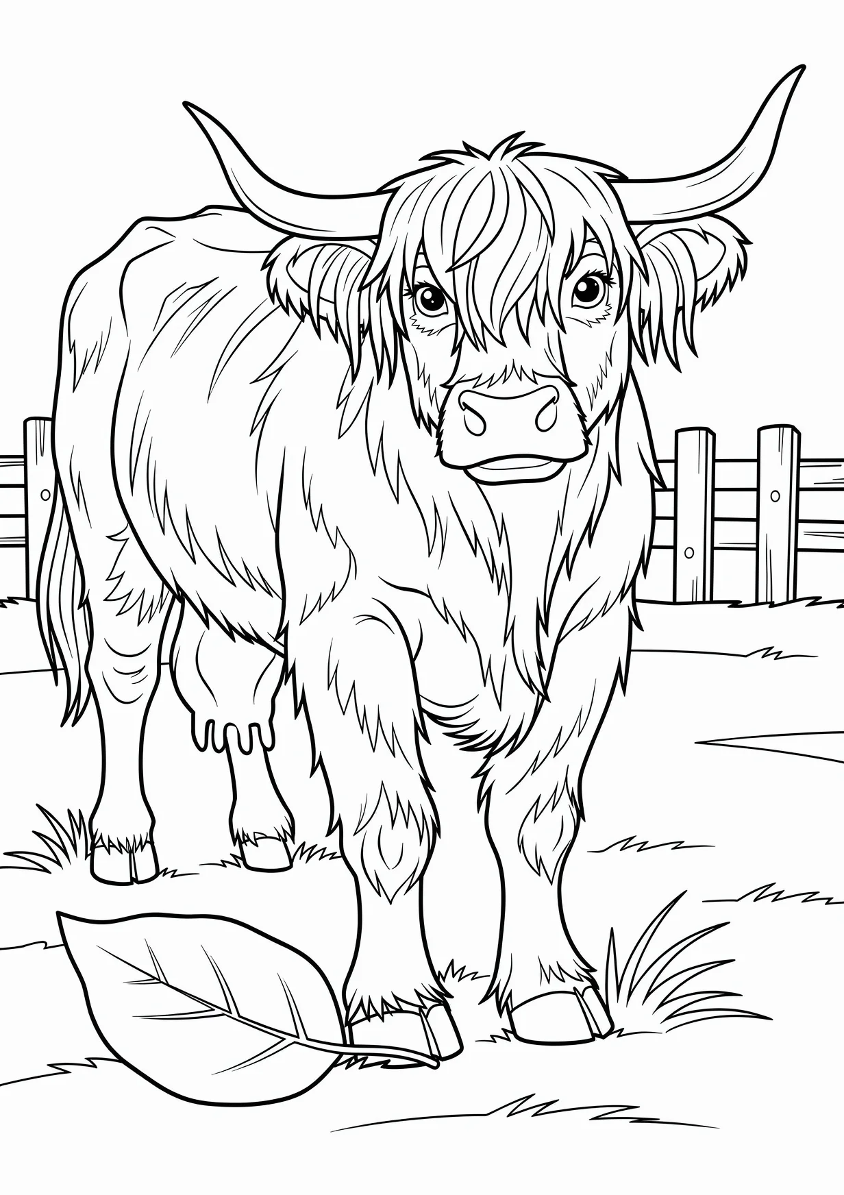 Dessin de Vache Highland à Colorier pour Enfants de 6 Ans et Plus