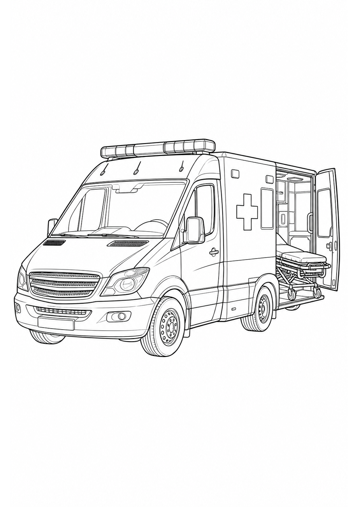Ambulance Coloring Page to Print Free
