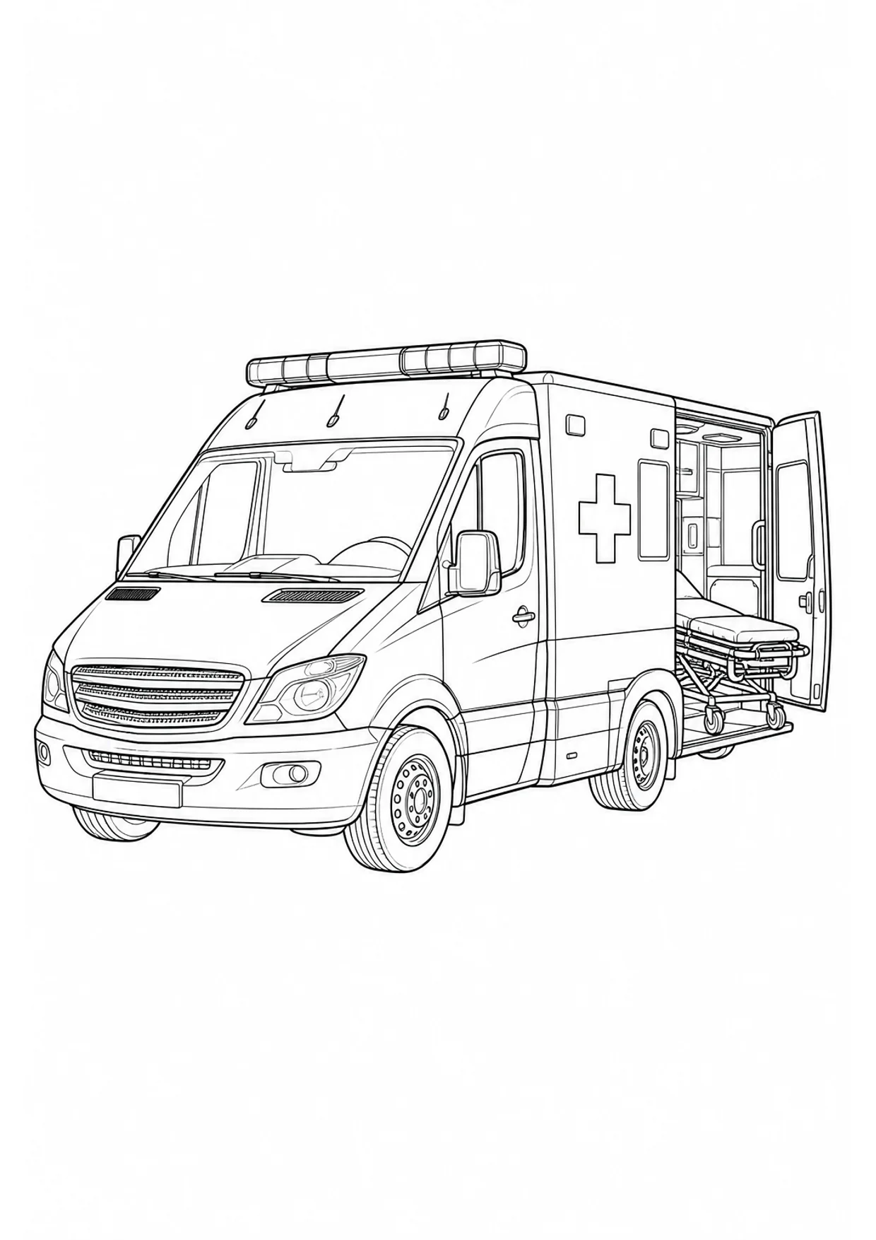 Ambulance Coloring Page to Print Free
