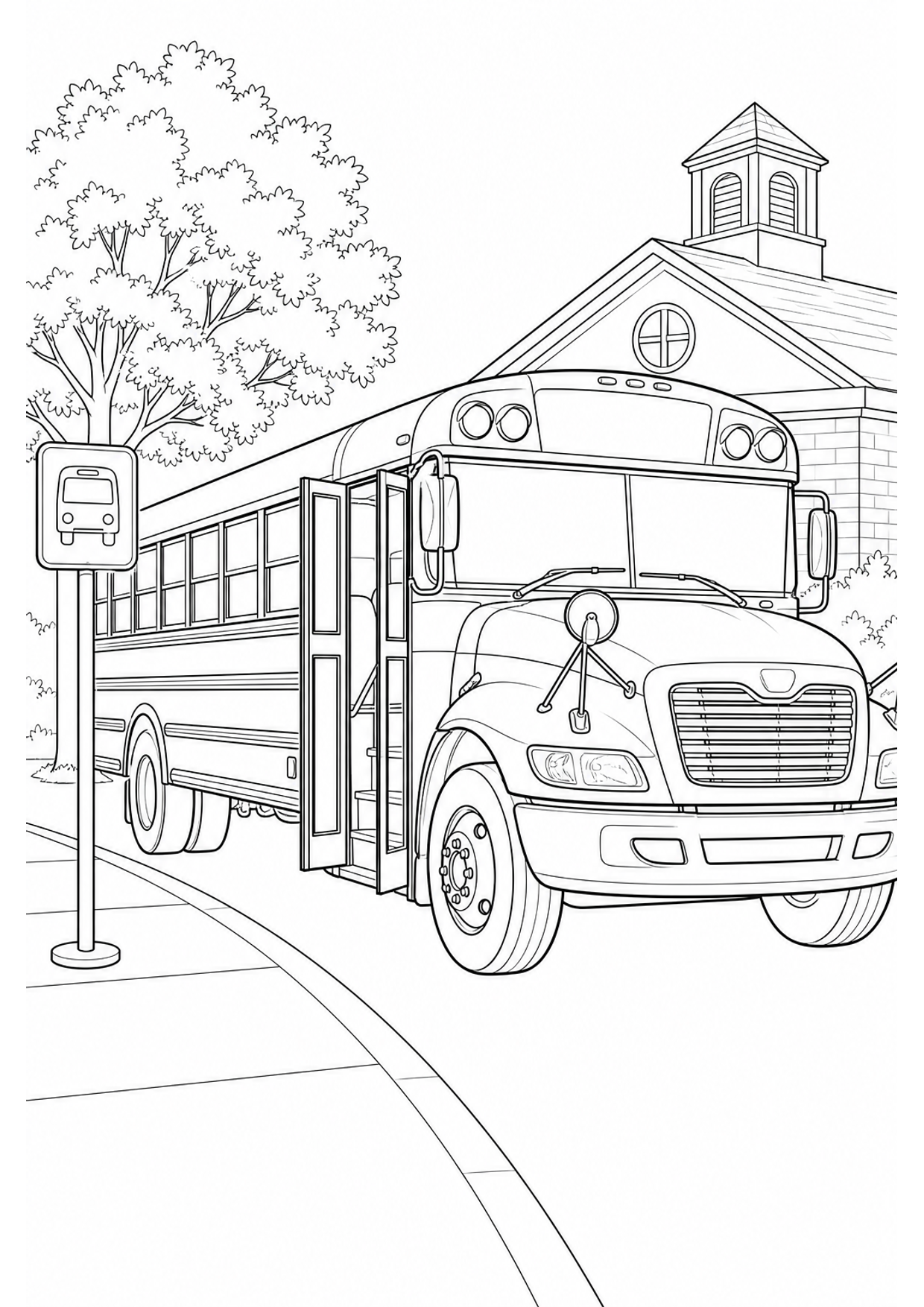 Yellow School Bus Coloring Page to Print Free