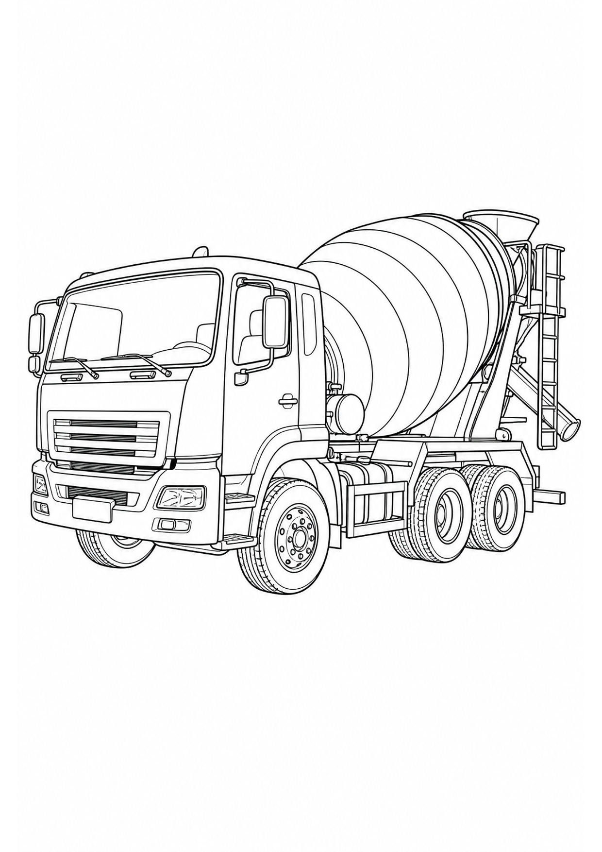 Concrete Mixer Truck Coloring Page to Print Free