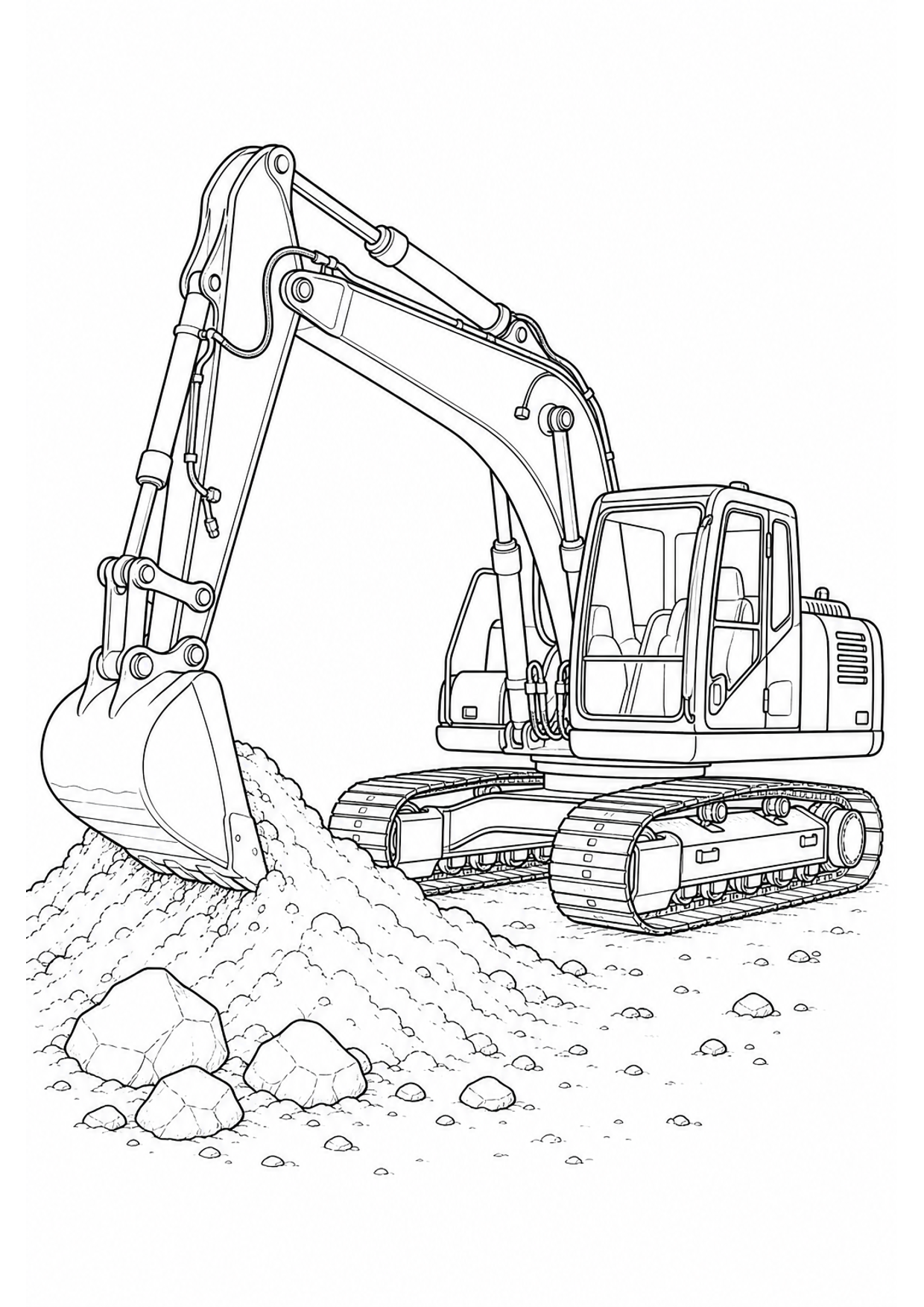 Excavator Coloring Page to Print Free
