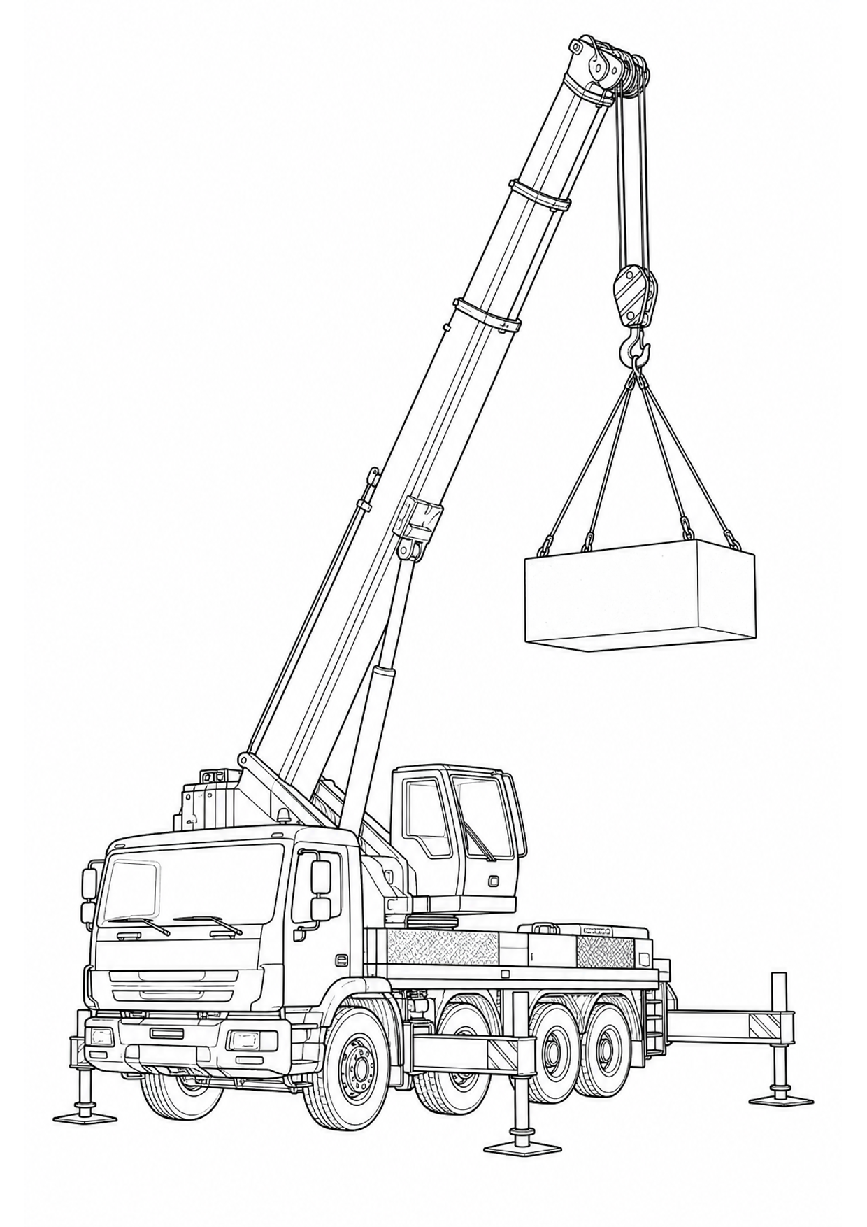 Construction Crane Coloring Page to Print Free