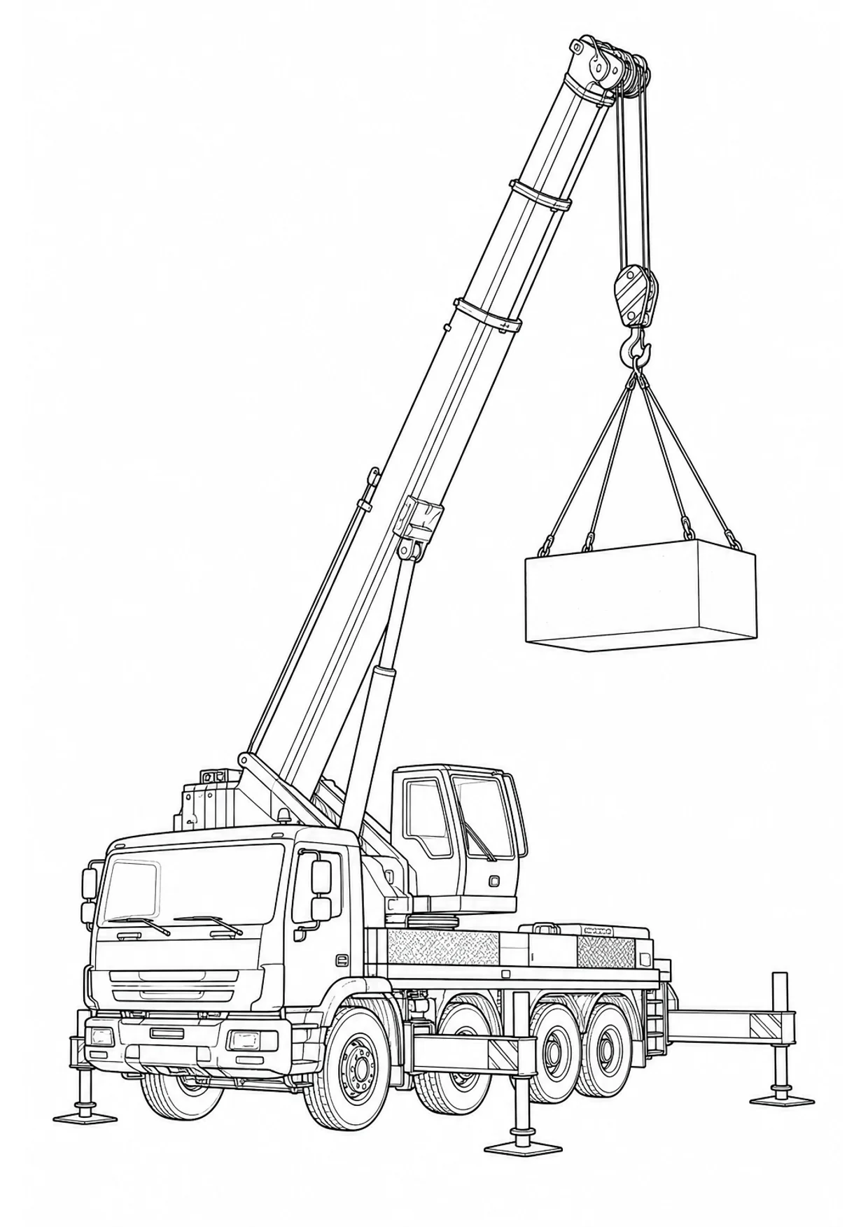 Construction Crane Coloring Page to Print Free