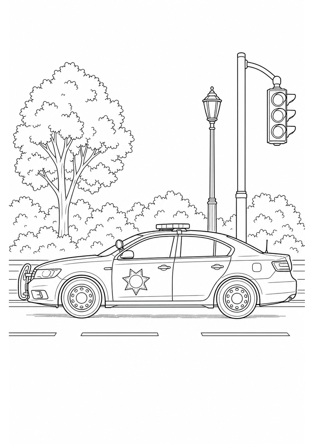 Police Car Coloring Page to Print Free