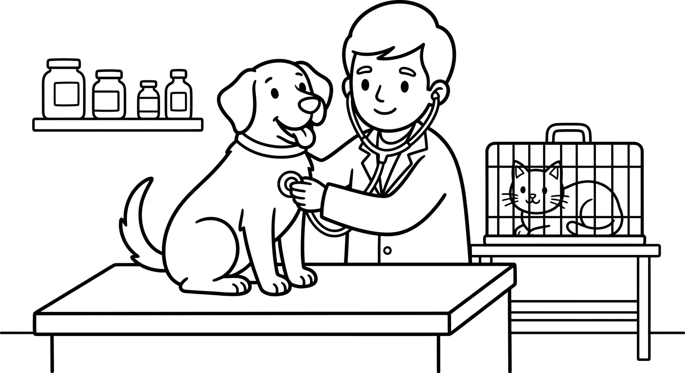 Veterinarian Coloring Page