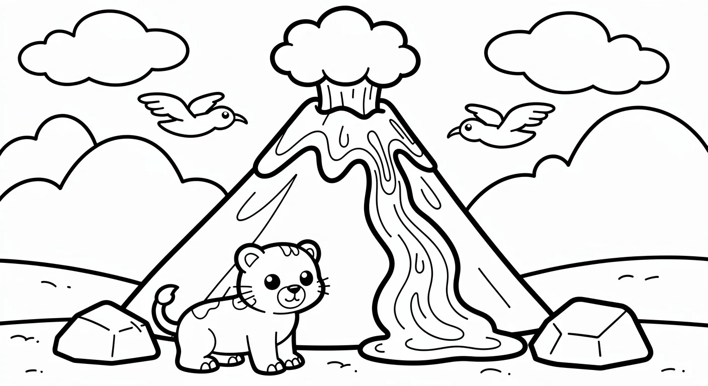 Volcano Coloring Page