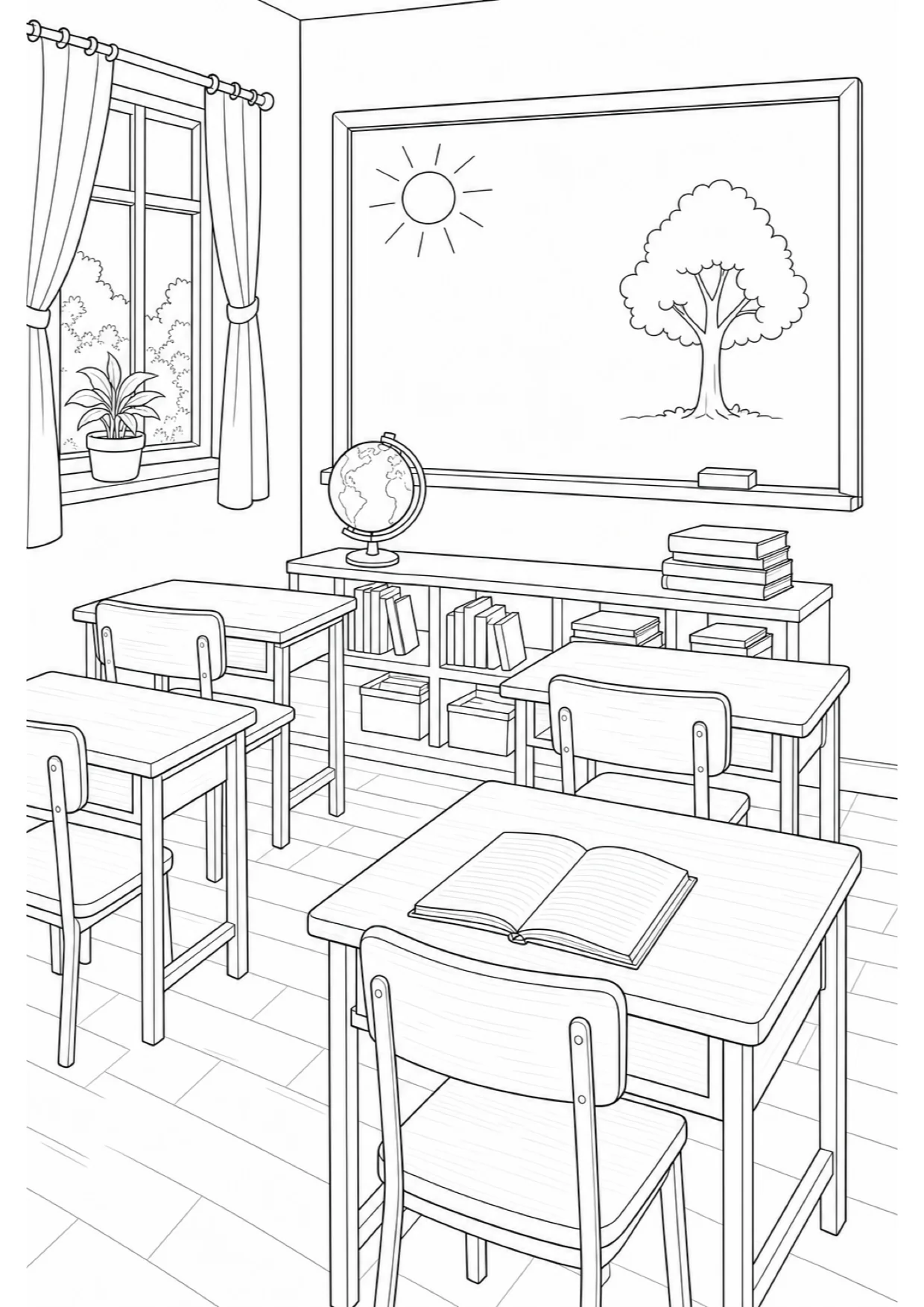 Classroom Coloring Page to Print Free