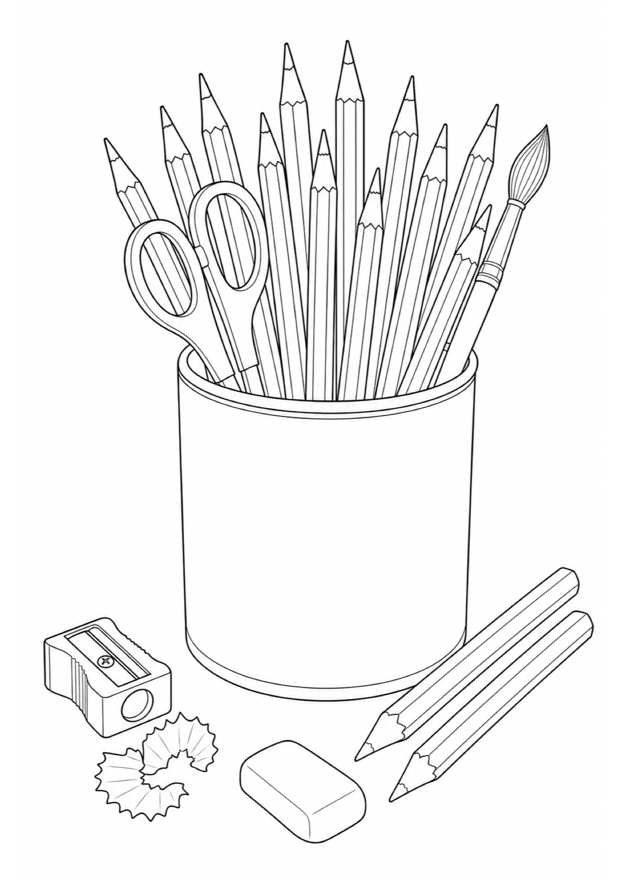Colored Pencils Coloring Page to Print Free