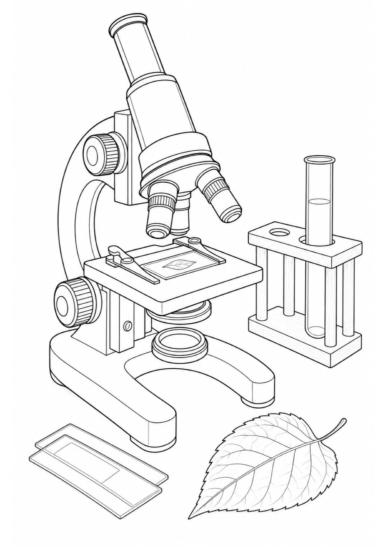Microscope Coloring Page to Print Free