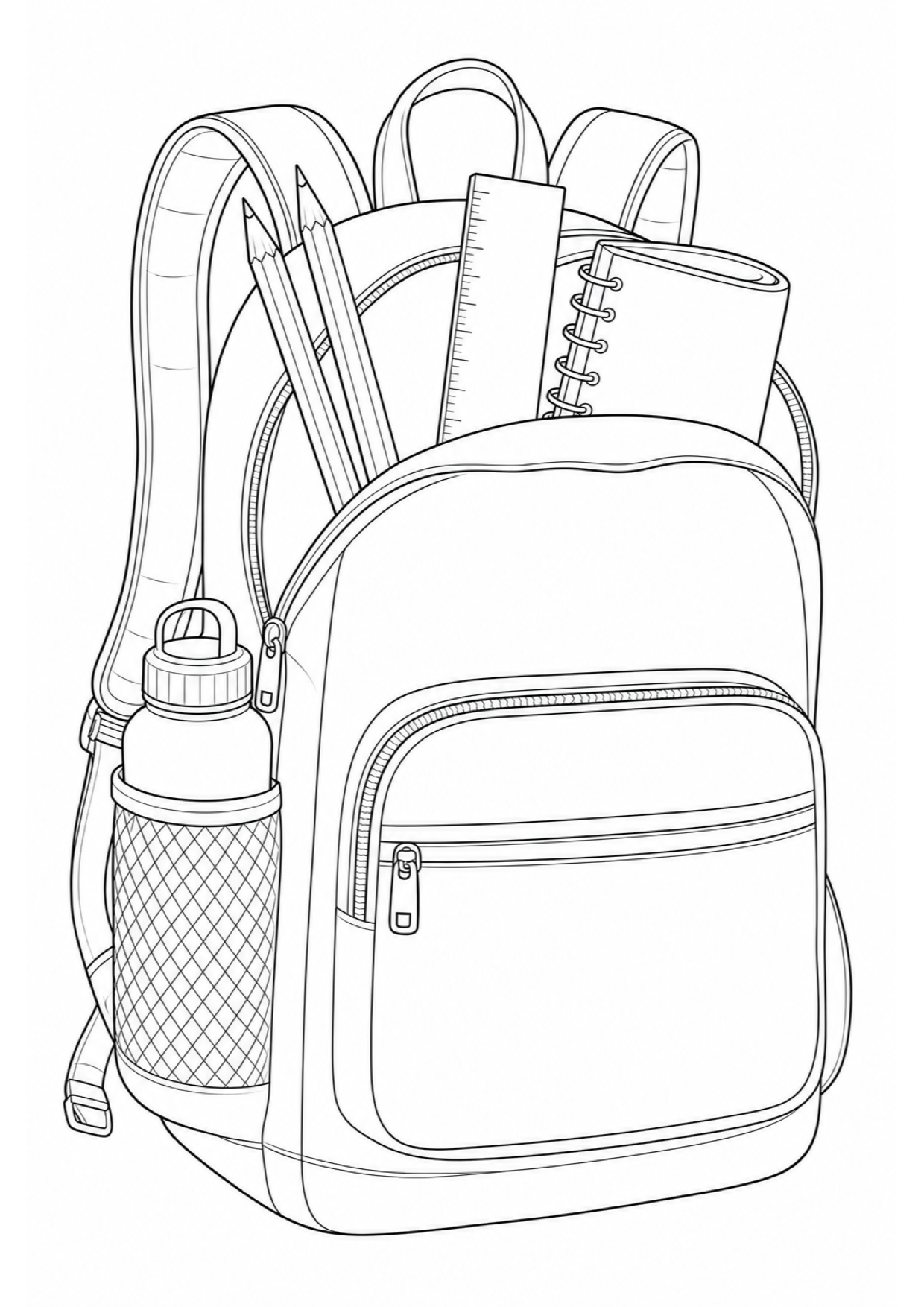 School Backpack Coloring Page to Print Free
