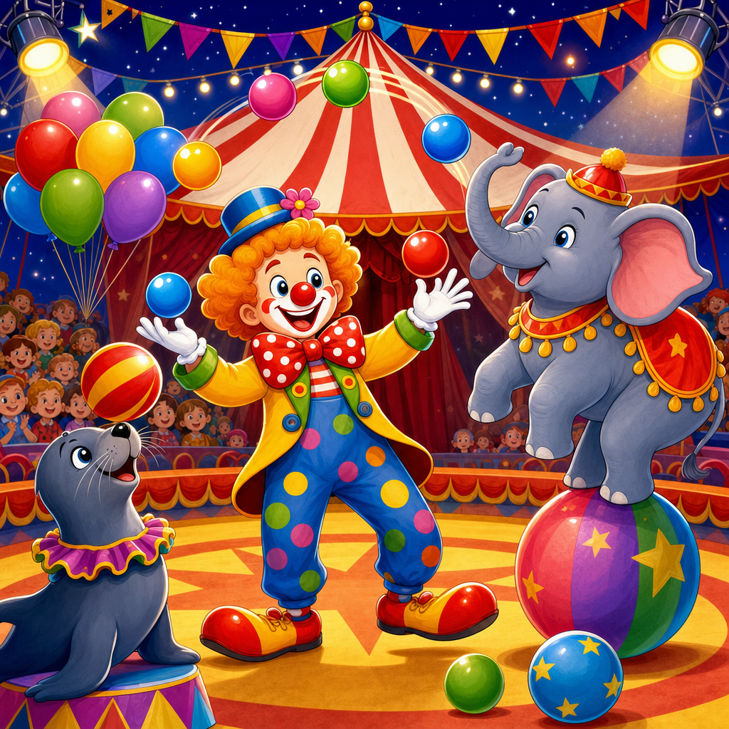 Quebra-cabeça de Circo para Crianças de 2 a 8 Anos (4, 9 e 16 Peças)