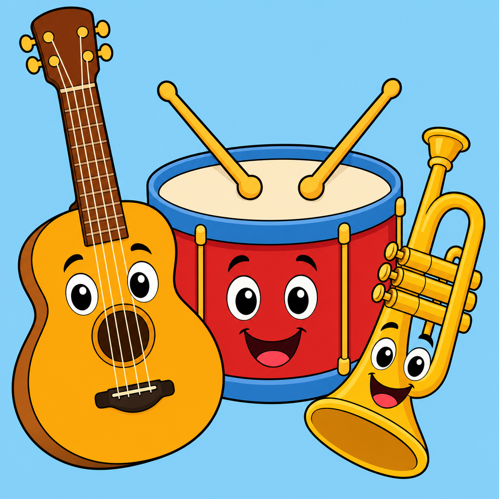 Quebra-cabeça de Instrumentos para Crianças de 2 a 8 Anos (4, 9 e 16 Peças)