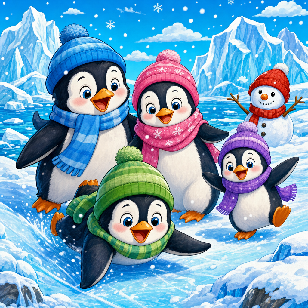 Quebra-cabeça de Pinguins para Crianças de 2 a 8 Anos (4, 9 e 16 Peças)