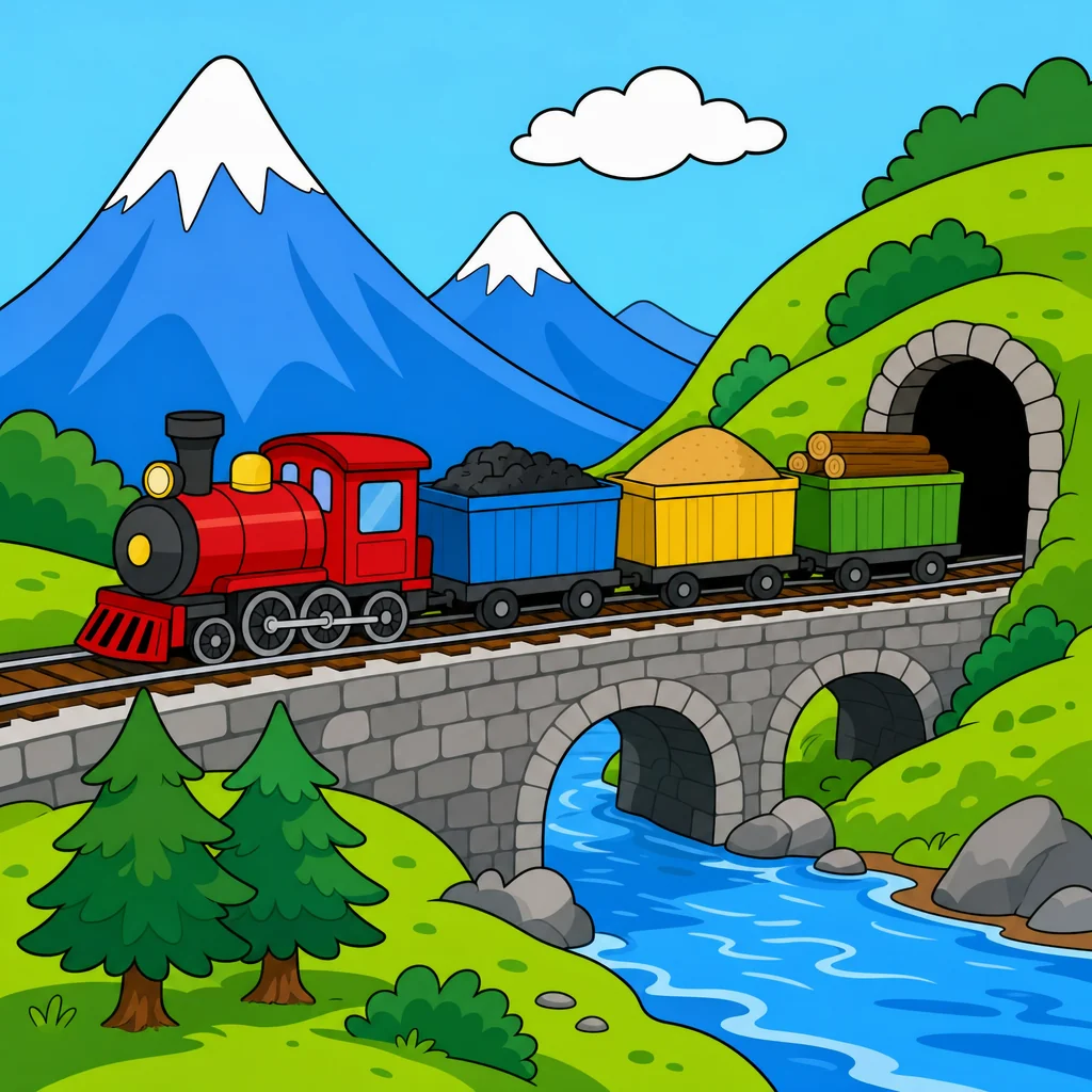 Quebra-cabeça de Trem de Carga para Crianças de 2 a 8 Anos (4, 9 e 16 Peças)
